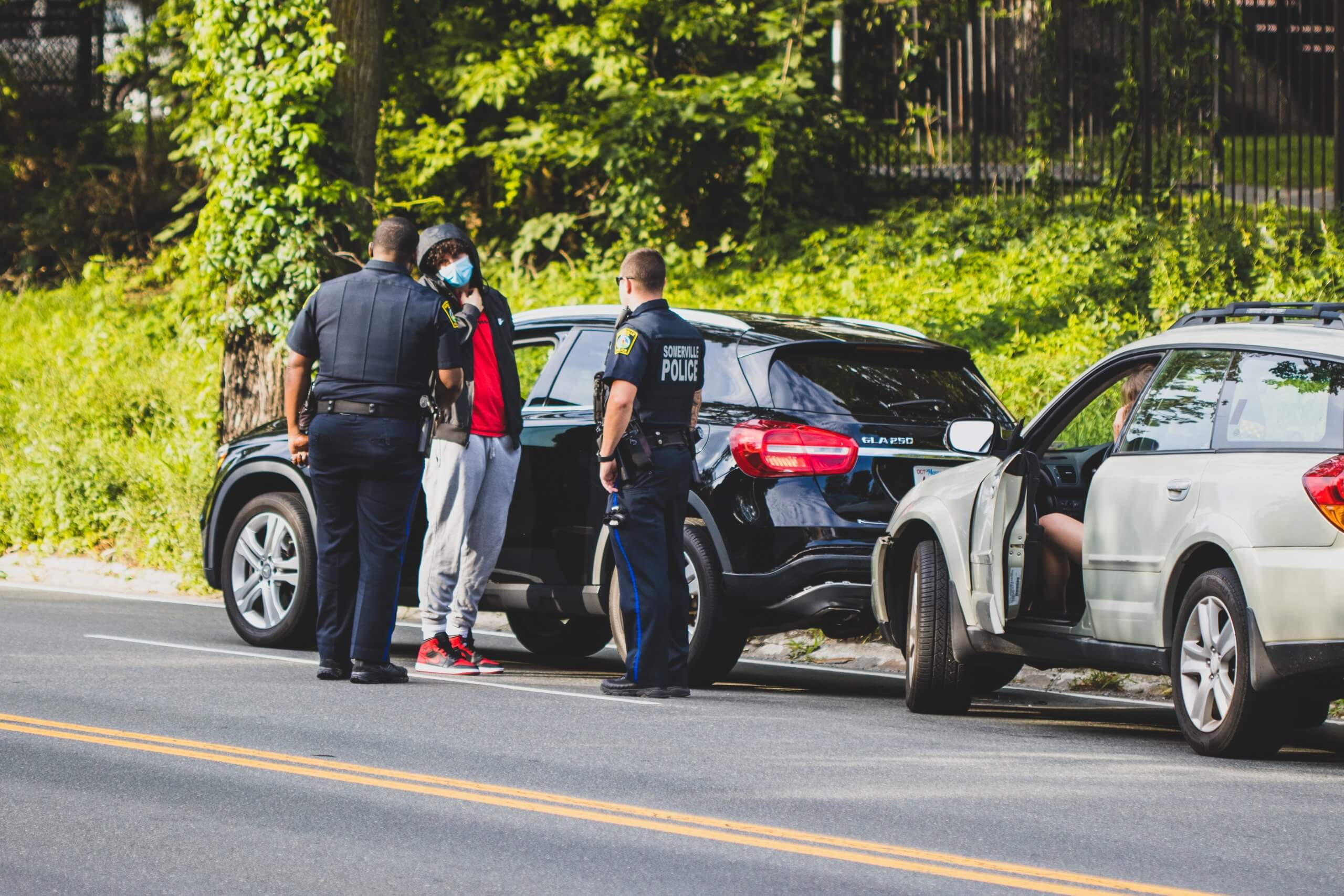 Car Accident with Police Collecting Info